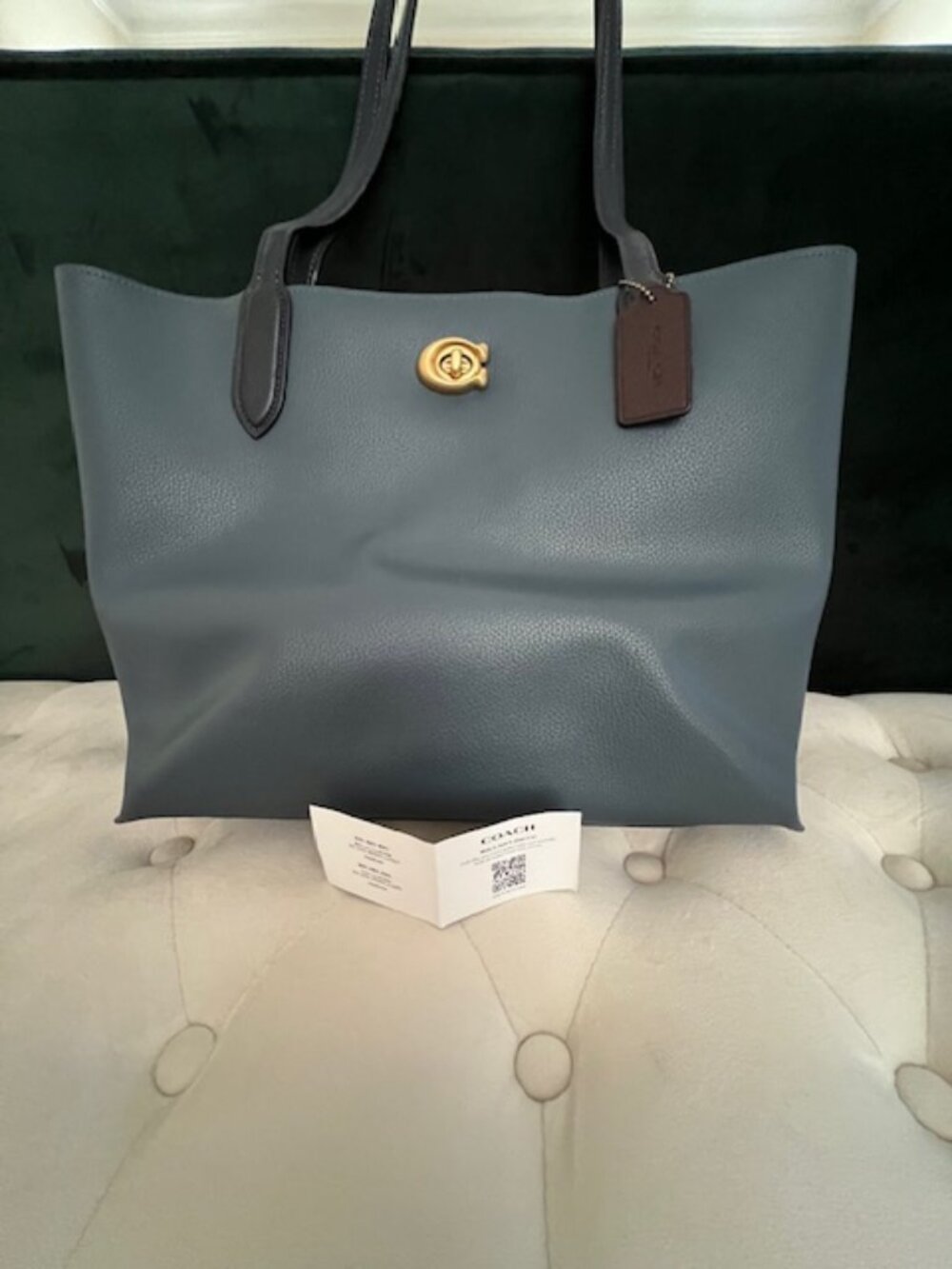 Authentic Coach Willow Tote Bag, Blue, Medium